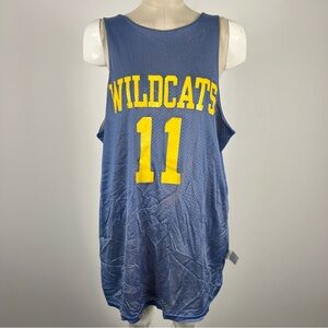 Vtg 90s SAXON Wildcats Reversible Basketball Jersey Mesh Tank L Blokecore Blue